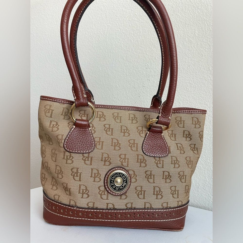 DOONEY & BOURKE Tan Signature Monogram Tote Shoulder Bag